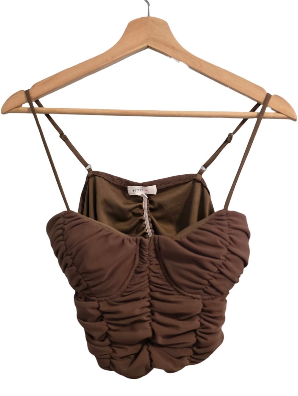 Better Be Ruched Strappy Brown Crop Top EUC Size Small